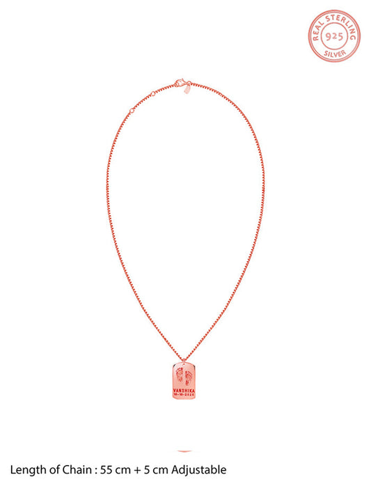 Rose Gold Personalised Baby Foot Print Pendant For Him