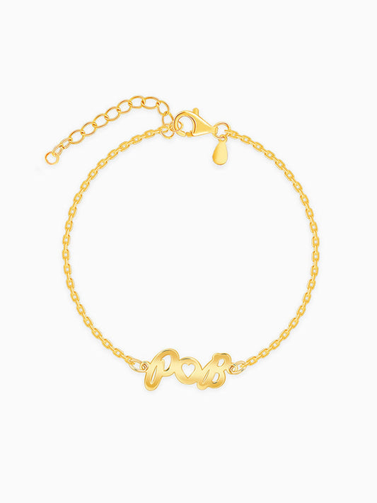 Golden Personalised Heart You Initial Bracelet