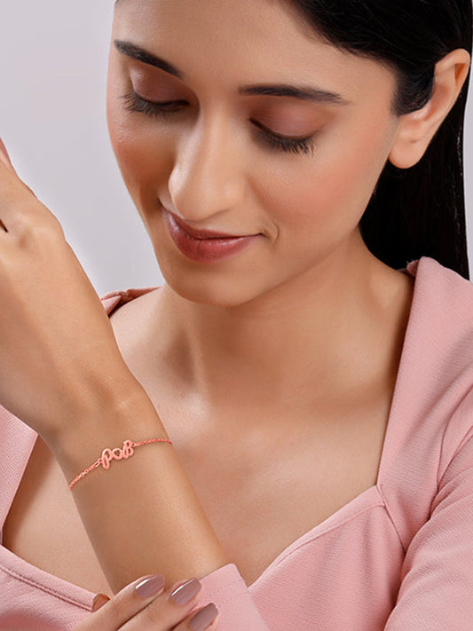 Rose Gold Personalised Heart You Initial Bracelet