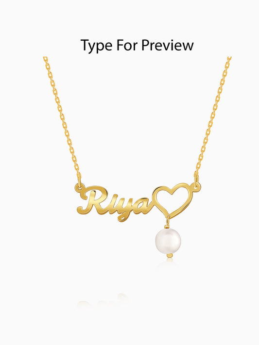 Golden Personalised Pearl Heart Necklace