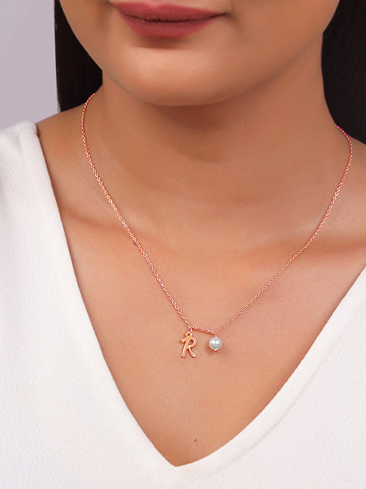 Rose Gold Personalised Chic Initial Necklace