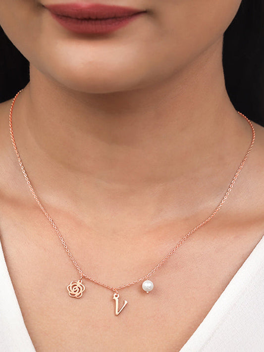 Rose Gold Pearl Rosey Personalised Necklace