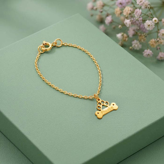 Golden Personalised Bone Tag Pet Charm