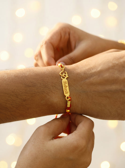 Golden Personalised Om Blessing Rakhi