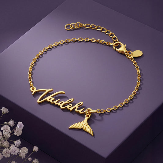 Golden Personalised Cute Mermaid Tail Bracelet