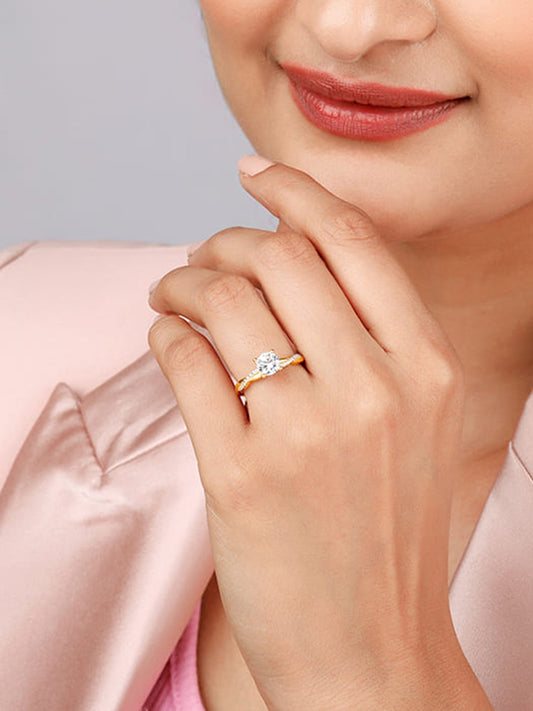 Golden Solitaire Glow Ring