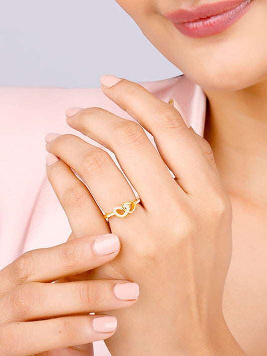 Golden Heartfelt Duo Ring