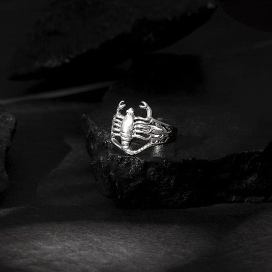 Oxidised Silver Scorpio Ring For Him
