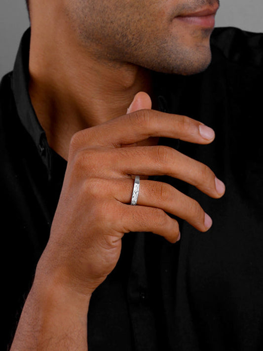 Silver Modern Minimalism Ring For Him