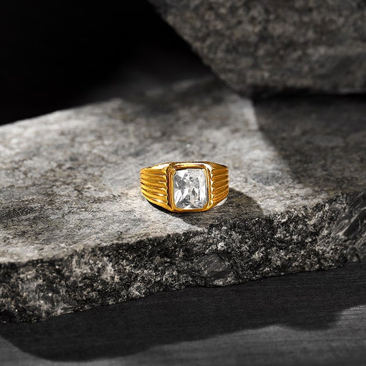 Golden Zircon Glory Ring For Him