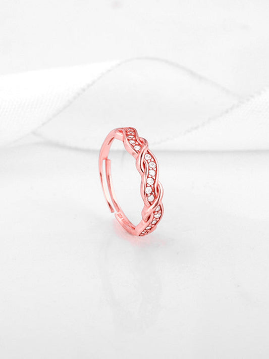 Rose Gold Zircon Winding Wave Ring