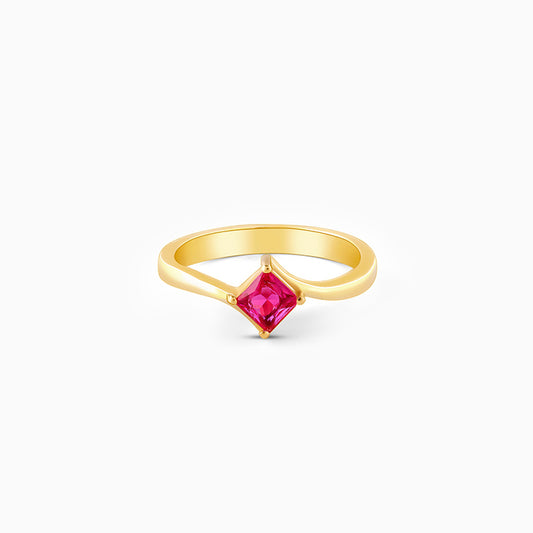 Golden Pink Square Ring