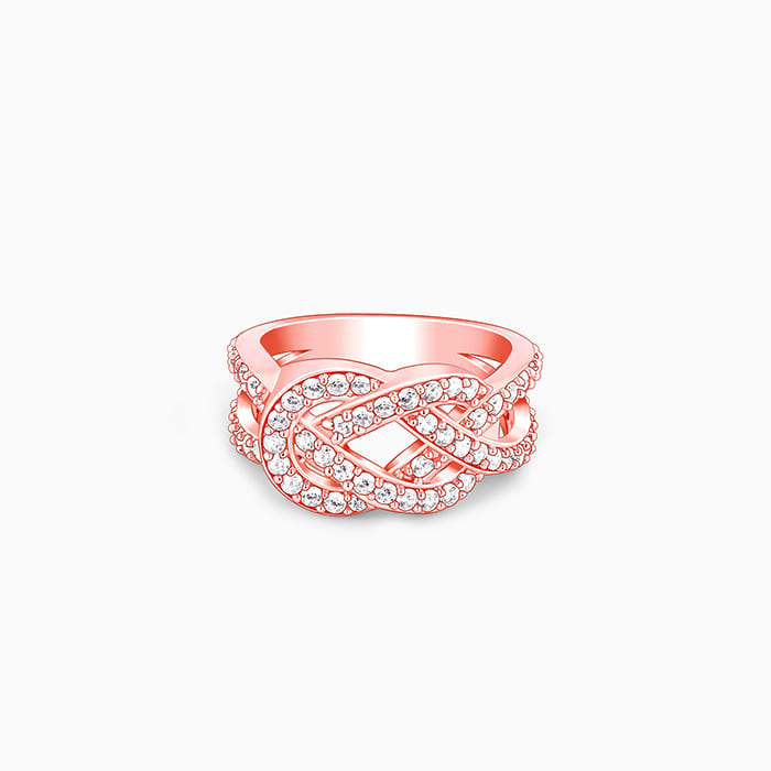 Trinity Knot Tri Color Infinity Ring Rose Gold Zircon Studded