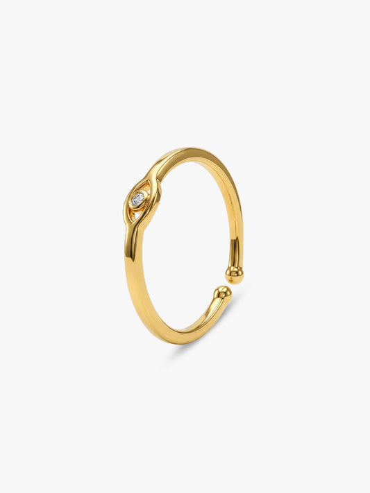 Golden Minimal Evil Eye Ring