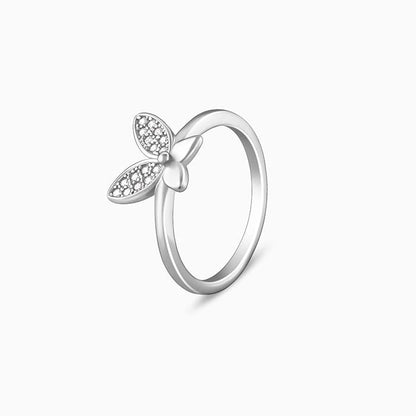 Silver Love Butterfly Ring