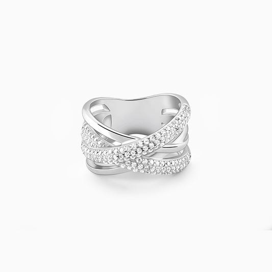 Silver Zircon Weave Ring