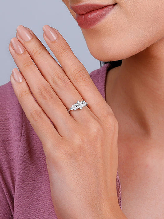 Silver Orchid Ring