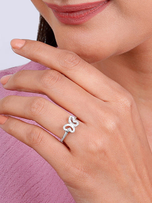 Silver Dashing Butterfly Ring