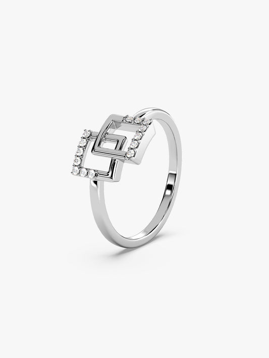 Kriti Sanon Silver Square Duo Ring