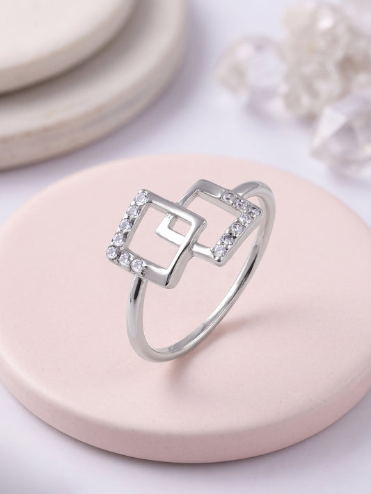 Kriti Sanon Silver Square Duo Ring