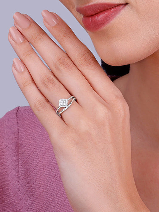 Silver Rounded Rhombus Ring
