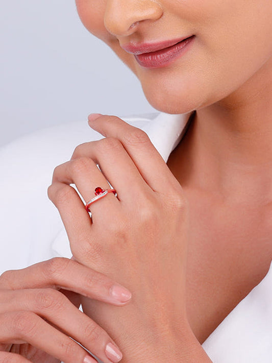 Rose Gold Embrace Of Red Ring