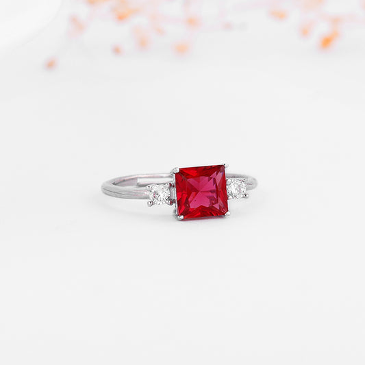 Silver Squared Romance Ring