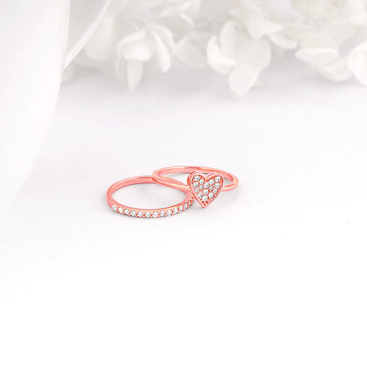 Rose Gold Zirconia Heart Ring