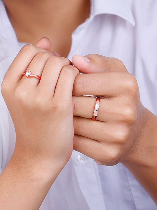 Rose Gold Two As One Couple Rings