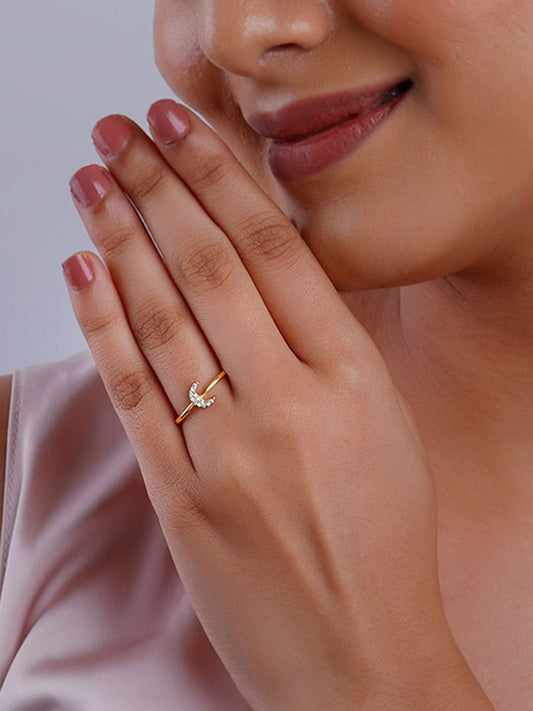 Golden Crescent Zircon Ring