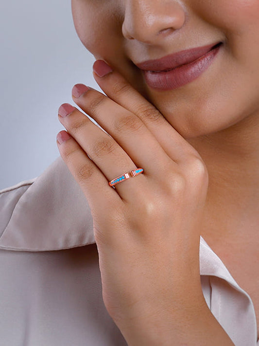 Rose Gold Robin Blue Ring