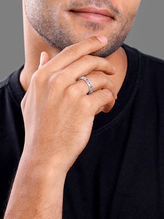 Silver Linked Ring For Him