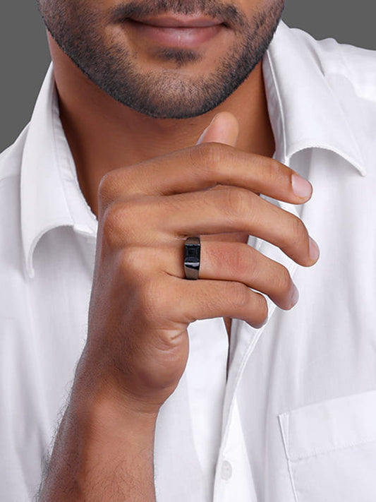 Black Rhodium Jazz Up Ring For Him