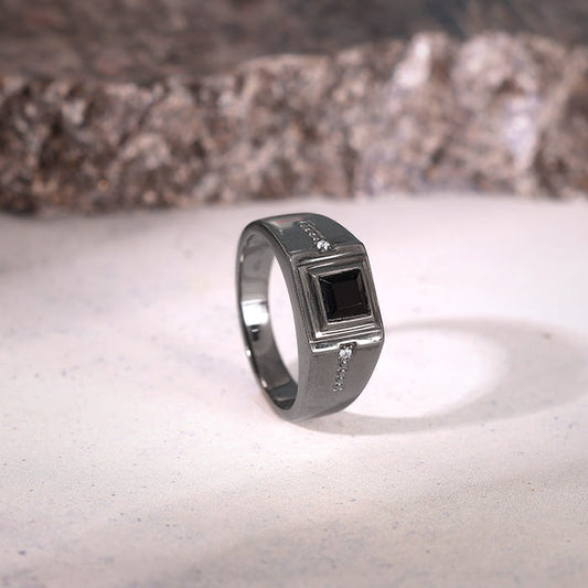 black rhodium ring for him