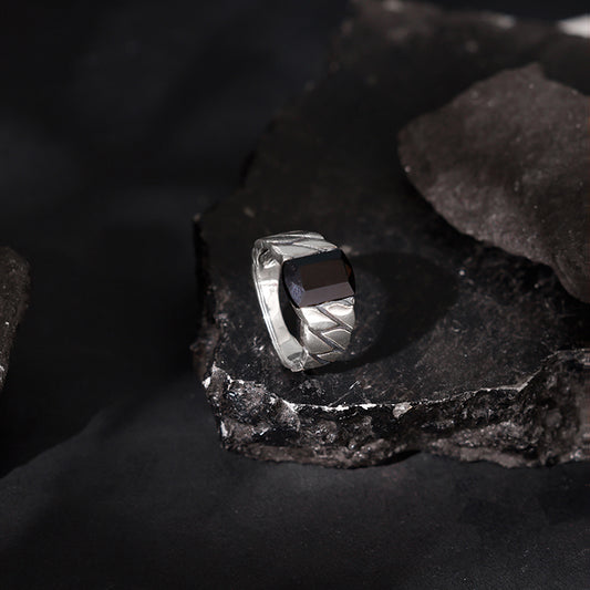 black rhodium ring for him
