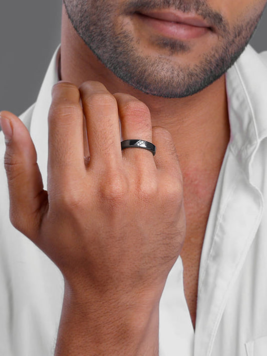 Black Rhodium Zirconia Band For Him