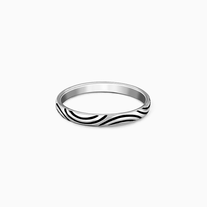 Oxidised Silver Vibrant Wave Ring For Him GIVA Jewellery