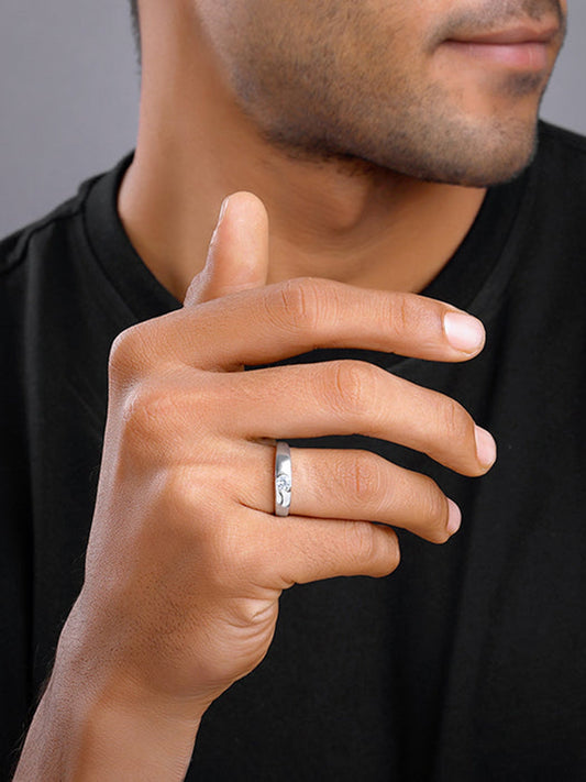 Silver Fibonacci Flow Ring For Him