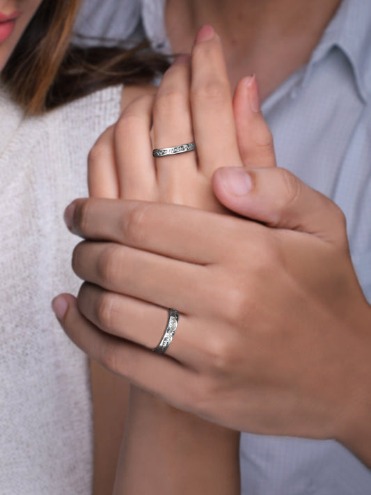 Silver Heartbeat Couple Rings
