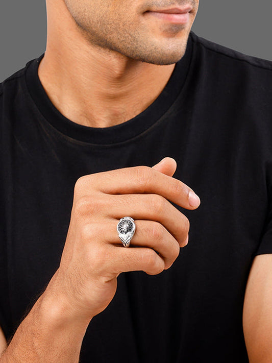 Oxidised Silver Solace Sun Ring for Him
