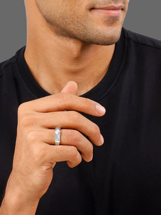 Silver Racy Rugged Ring For Him
