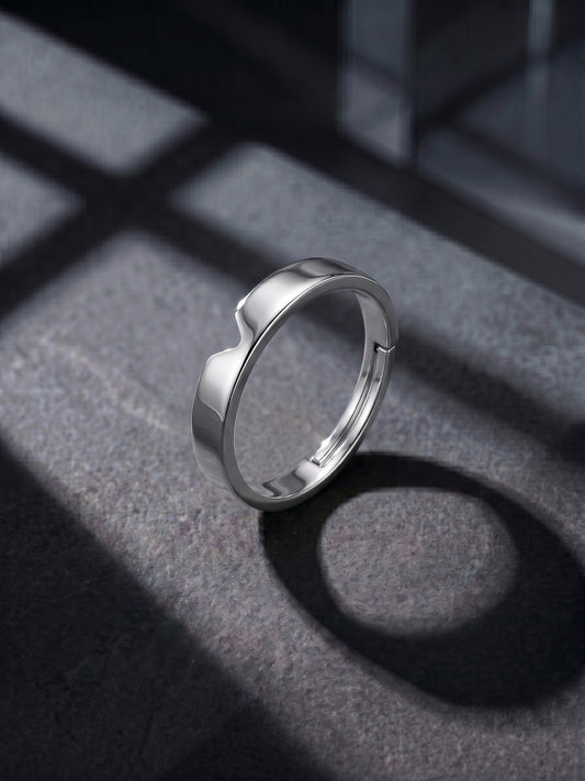 Silver Classic V Ring For Him