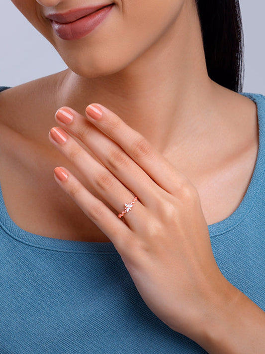 Rose Gold Bluebell Floral Ring
