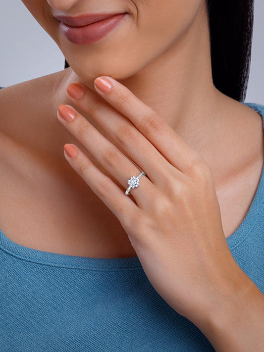 Silver Dahlia Floral Ring