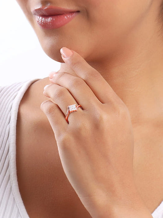 Rose Gold Square Cluster Ring