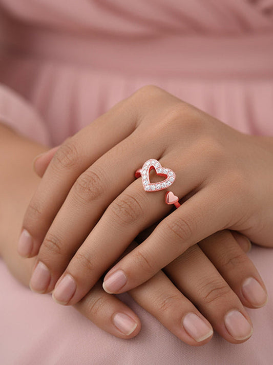 Rose Gold Heart Connection Ring