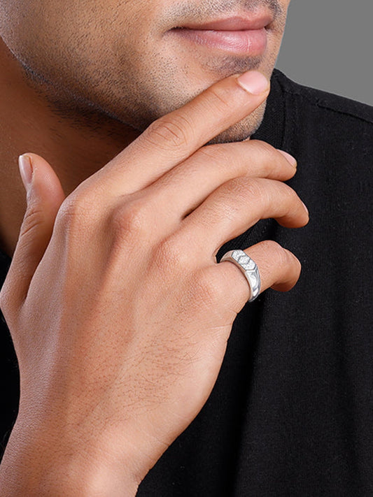 Silver Royal Facet Ring For Him