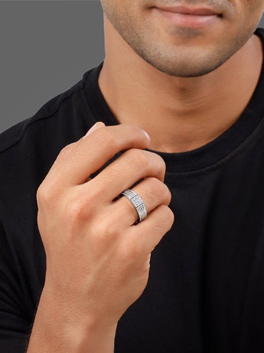 Silver Lustrous Square Ring For Him