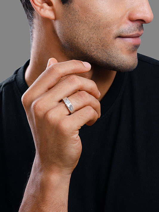 Silver Regal Grid Ring For Him