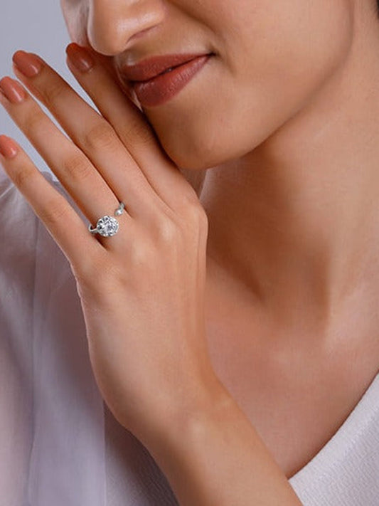 Silver Flower Twist Ring